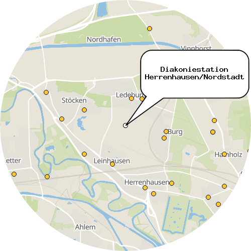 Kartenausschnitt für die Firma Diakoniestation Herrenhausen/Nordstadt